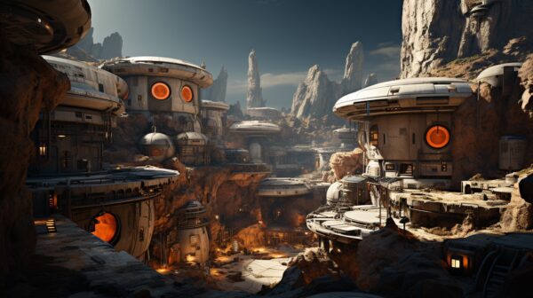 Die Basis von Rebel Base 43 am Abend.